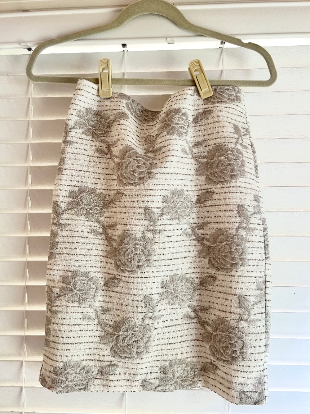 Ann Taylor Petite Women’s Skirt Size 2 S Pencil Beige Above the Knee Cotton